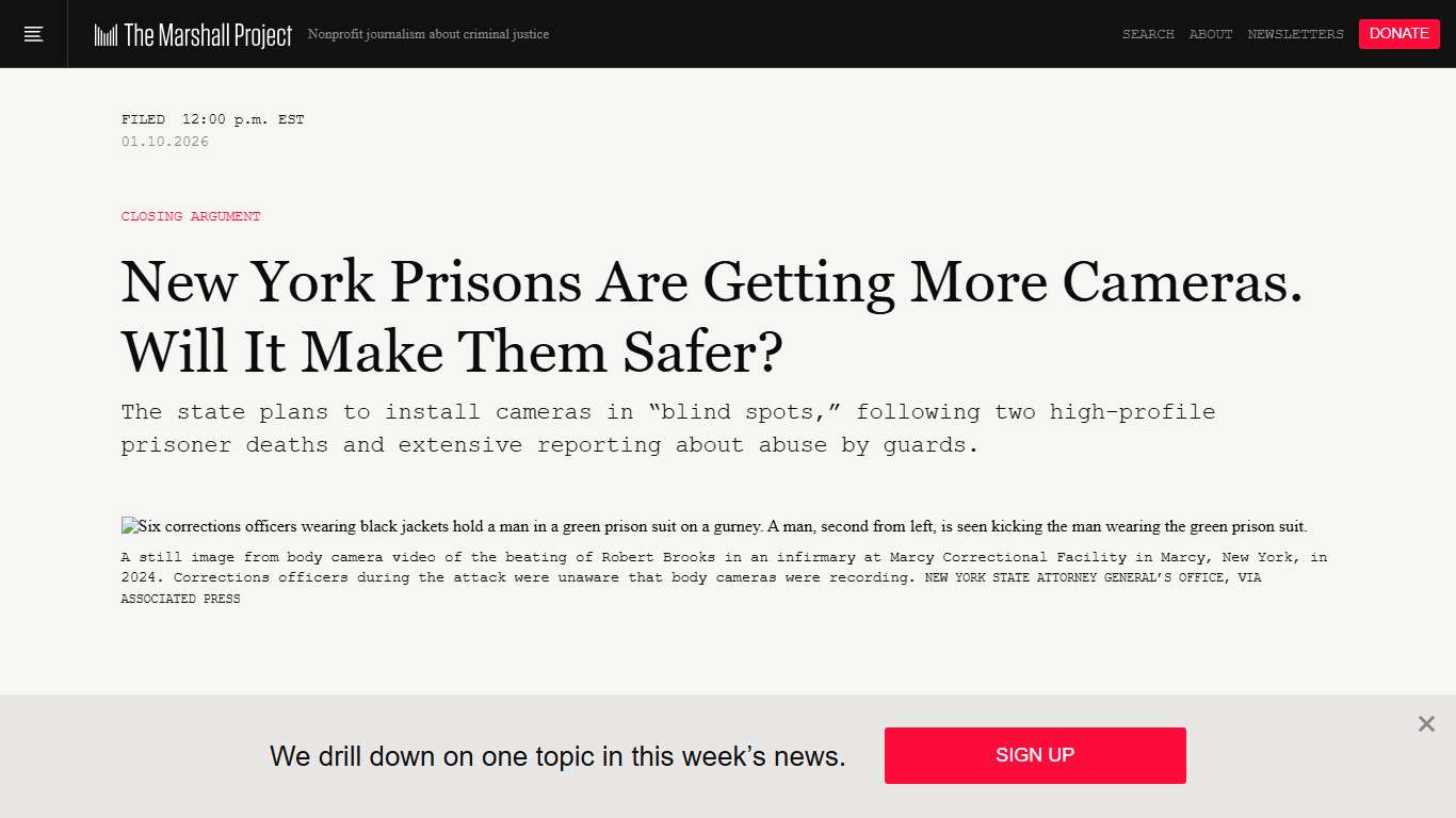 NY Prison Camera Coverage To Expand: What To Know The Marshall Project