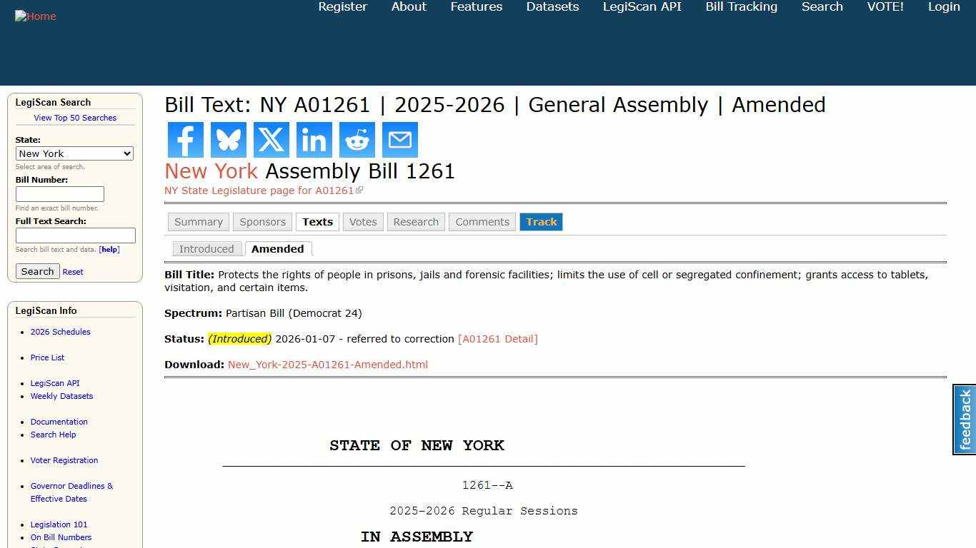 Bill Text: NY A01261 2025-2026 General Assembly Amended LegiScan