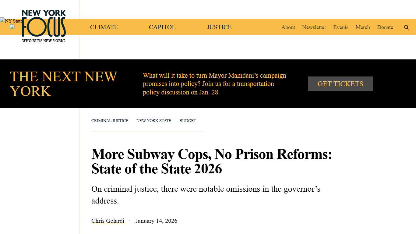 More Subway Cops, No Prison Reforms: State of the… New York Focus